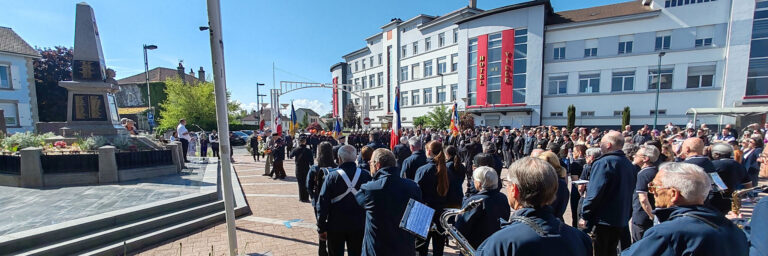 Cérémonie du 8 mai 2026 à Golbey avec l'Orchestre d'Harmonie et la chorale Coup de Choeur